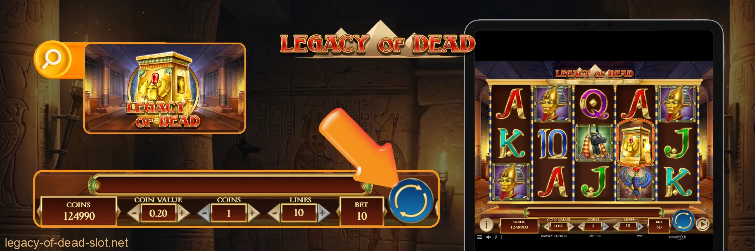 To play Legacy of Dead, players need to create an account at a licensed casino and set a bet